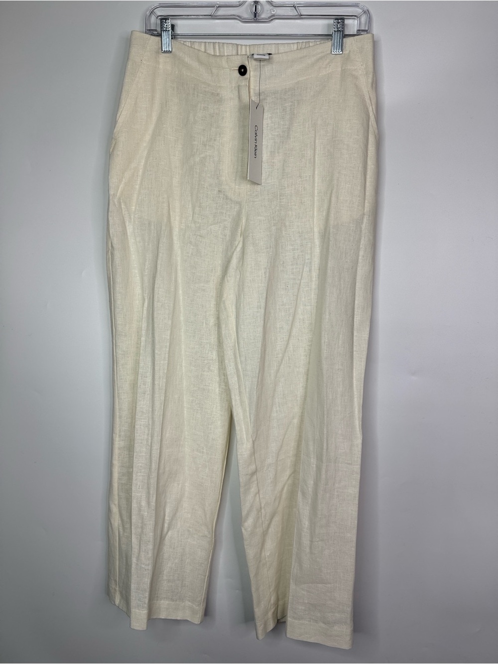 Calvin Klein Ivory Linen Trouser Pants Size 8 NWT